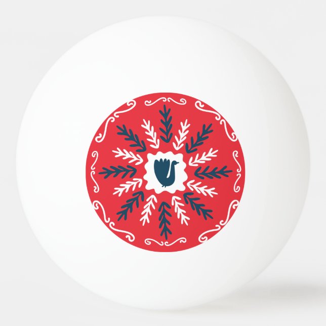 Balle De Ping Pong Carrelage de Noël Folk Doodle Art (Devant)