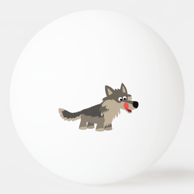 Balle De Ping Pong Cartoon mignon faim Wolf Ping Pong Ball (Devant)