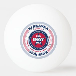 Balle De Ping Pong Cercle du Nebraska rouge, blanc et bleu
