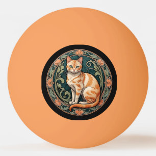 Balle De Ping Pong Chat roux Art Nouveau