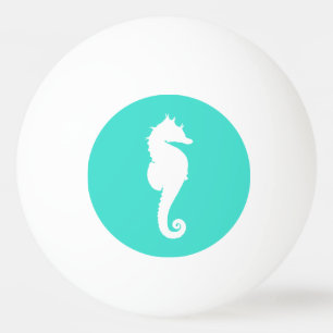 Balle De Ping Pong Cheval de mer Turquoise et Blanc