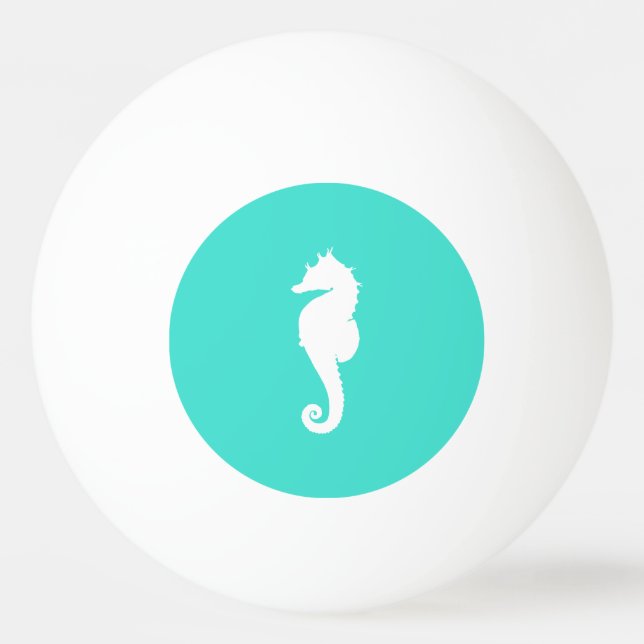 Balle De Ping Pong Cheval de mer Turquoise et Blanc (Dos)
