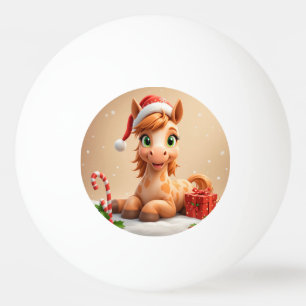 Balle De Ping Pong Cheval de Noël en caricature avec chapeau de Père