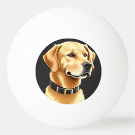 Balle De Ping Pong Chien d'or retriever portant un collier en cuir