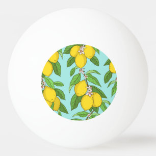 Balle De Ping Pong Citrons, Arrière - plan Bleu Vibrant sans couture.