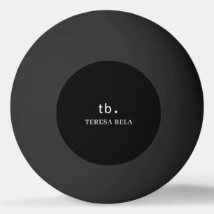 Balle De Ping Pong Classique Élégance Monogramme Style Minimal Noir A