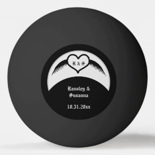 Balle De Ping Pong Coeur ailé gothique Mariage Personnalisé Monogramm