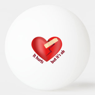 Balle De Ping Pong Coeur brisé guéri avec patch et citation de vie