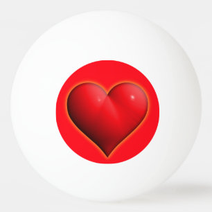 Balle De Ping Pong Coeur rouge 3-D brillant