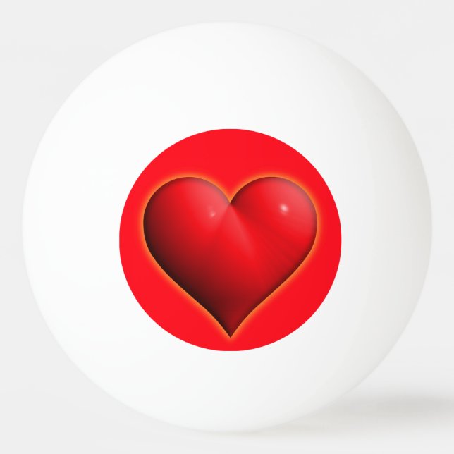 Balle De Ping Pong Coeur rouge 3-D brillant (Devant)