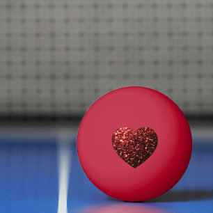 Balle De Ping Pong Cœur rouge foncé faux paillettes scintillantes