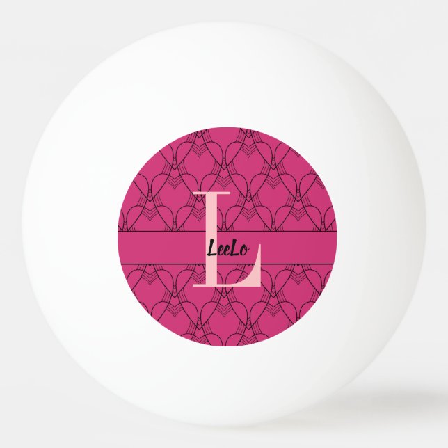 Balle De Ping Pong Coeurs Monogramme et nom Custom Ping Pong Ball (Devant)