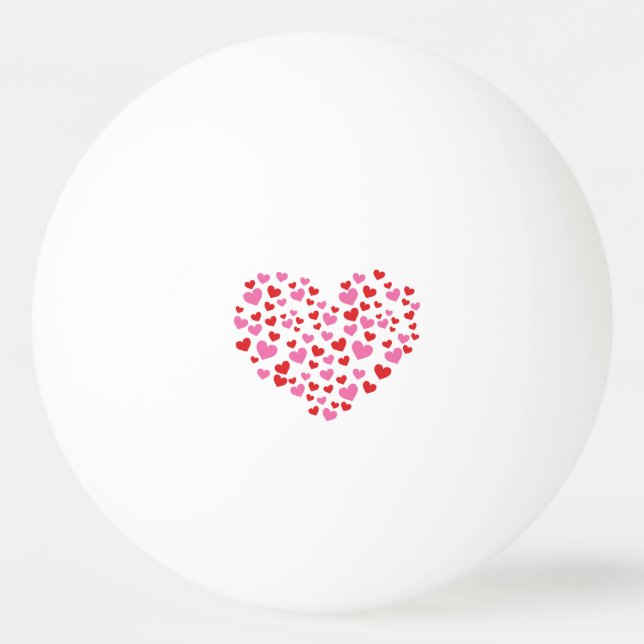 Balle De Ping Pong Coeurs Rouge Et Rose (Devant)