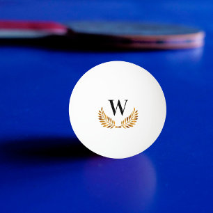 Balle De Ping Pong Courbe d'or initiale monogramme de famille