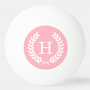 Balle De Ping Pong Couronne de laurier de blé blanc rose Monogramme i