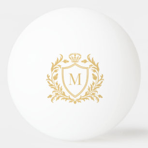 Balle De Ping Pong Couronne de monogramme de blason héraldique en or