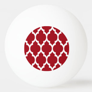 Balle De Ping Pong Cranberry Red White Marocain Quatrefoil Motif #4