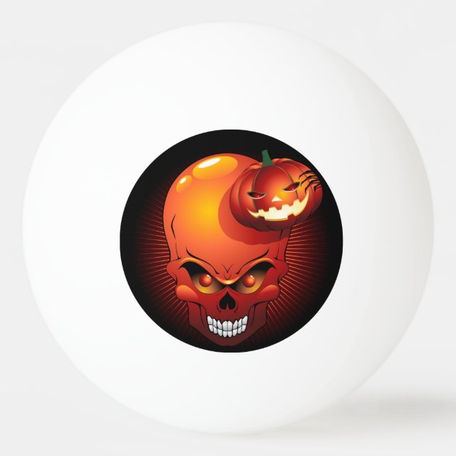 Balle De Ping Pong Crâne d'Halloween et Citrouille (Devant)