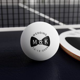 Balle De Ping Pong Cravate mariage Bow Monogramme Ping Pong Ball