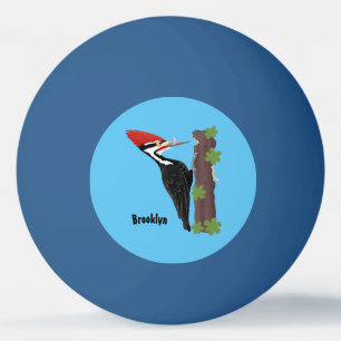 Balle De Ping Pong Cue drôle Pileated woodpecker dessin d'illustratio