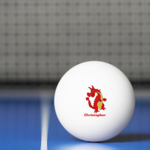 Balle De Ping Pong Design Dragon Rouge