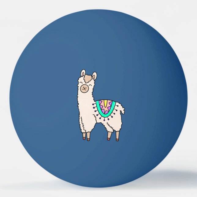 Balle De Ping Pong dessin animé de llama alpaga souriant (Devant)