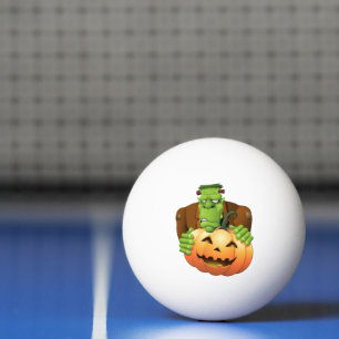 Balle De Ping Pong Dessin de Frankenstein Monster avec Citrouille