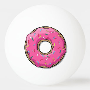 Balle De Ping Pong Donut Rose Cartoon Avec Saupoudrages