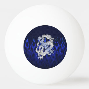 Balle De Ping Pong Dragon dans Chrome comme bleu Carbon Fiber Styles