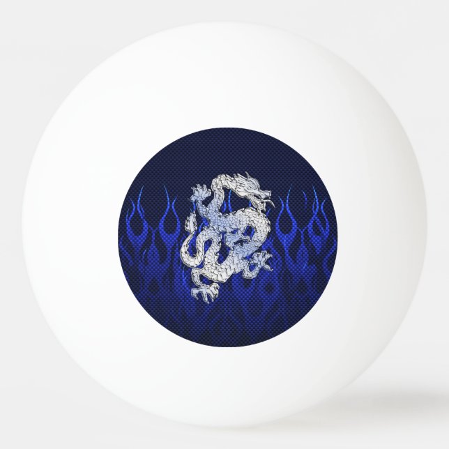 Balle De Ping Pong Dragon dans Chrome comme bleu Carbon Fiber Styles (Devant)