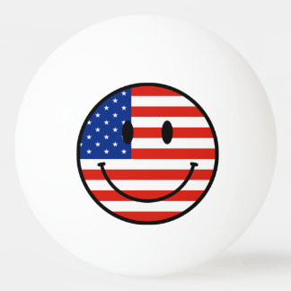 Balle De Ping Pong Drapeau américain au visage souriant