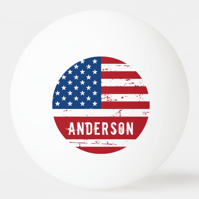 Balle De Ping Pong Drapeau Américain Personnalisé Étoiles Patriotique (Devant)