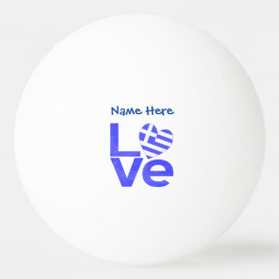 Balle De Ping Pong Drapeau grec Coeur bleu amour personnalisé
