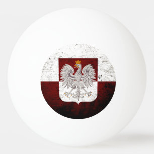 Balle De Ping Pong Drapeau grunge noir de la Pologne