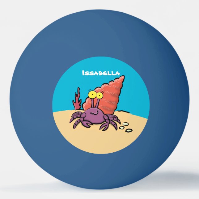 Balle De Ping Pong Drôle mignon caricature pourpre crabe ermite (Devant)