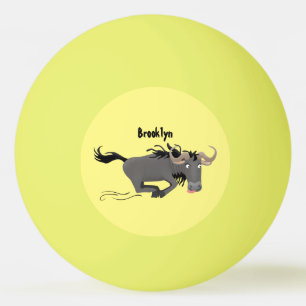 Balle De Ping Pong Drôle wildebeest tourner dessin animé illustration
