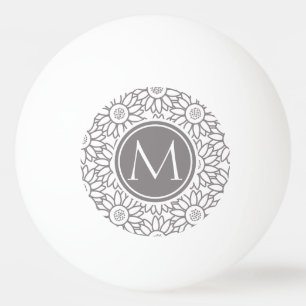 Balle De Ping Pong Élégant Motif de tournesol Monogrammé