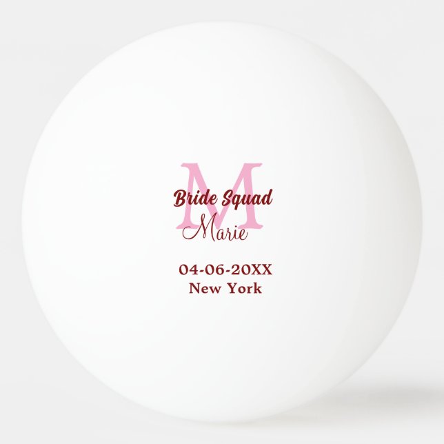 Balle De Ping Pong Equipe de mariée ajouter nom monogramme demoiselle (Devant)