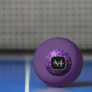 Balle De Ping Pong Faux pailleté violet foncé brillant Monogramme