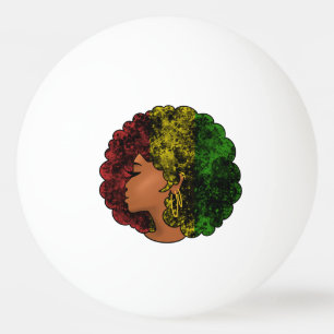 Balle De Ping Pong Femme noire rasta afro rouge jaune vert