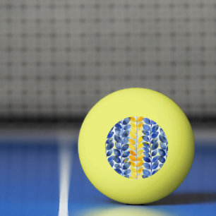 Balle De Ping Pong Feuilles jaune et bleu