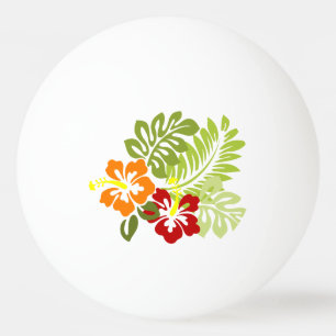 Balle De Ping Pong Fleur Feuilles tropicaux Hibiscus Hawaii Rouge Ora