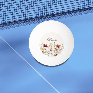 Balle De Ping Pong Fleur sauvage d'aquarelle personnalisé Joli floral