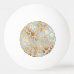Balle De Ping Pong Fleurs d'or, arrière - plan bleu, imitation feuill
