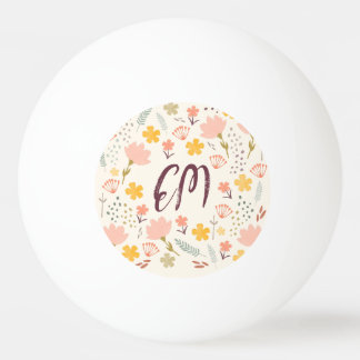 Balle De Ping Pong Fleurs Monogrammes Boho