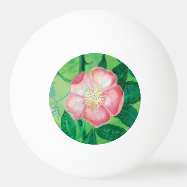 Balle De Ping Pong Fleurs Roses roses et Feuilles verts illustrations (Devant)