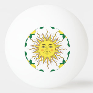 Balle De Ping Pong Fruits de citron tropicaux, Face Soleil.