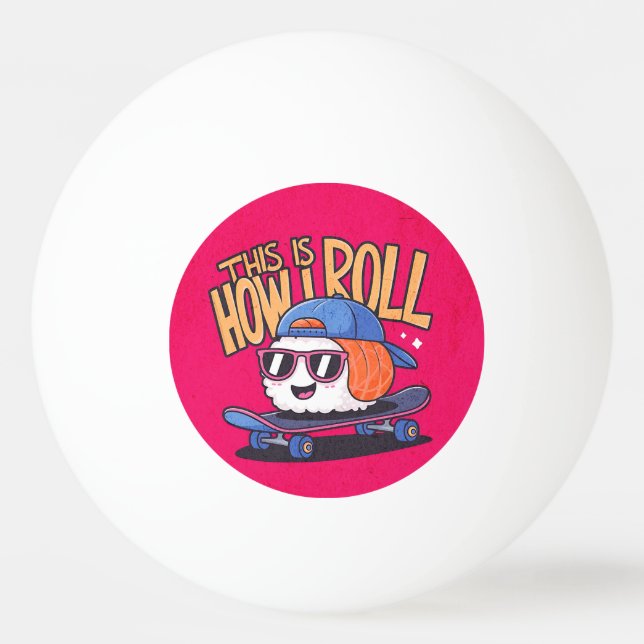 Balle De Ping Pong Fun Kawaii Sushi sur skate (Devant)