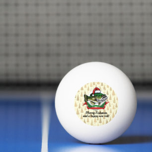 Balle De Ping Pong Funky Joyeux Noël Pêche Père Noël Poisson