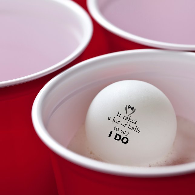 Balle De Ping Pong Funny Pun Groom Bow Cravate Nom Mariage Date (Personalized beer pong balls for the groom.)
